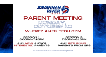 Parent Meeting Monday Oct 10, 2022 at Aiken Tech Gym.